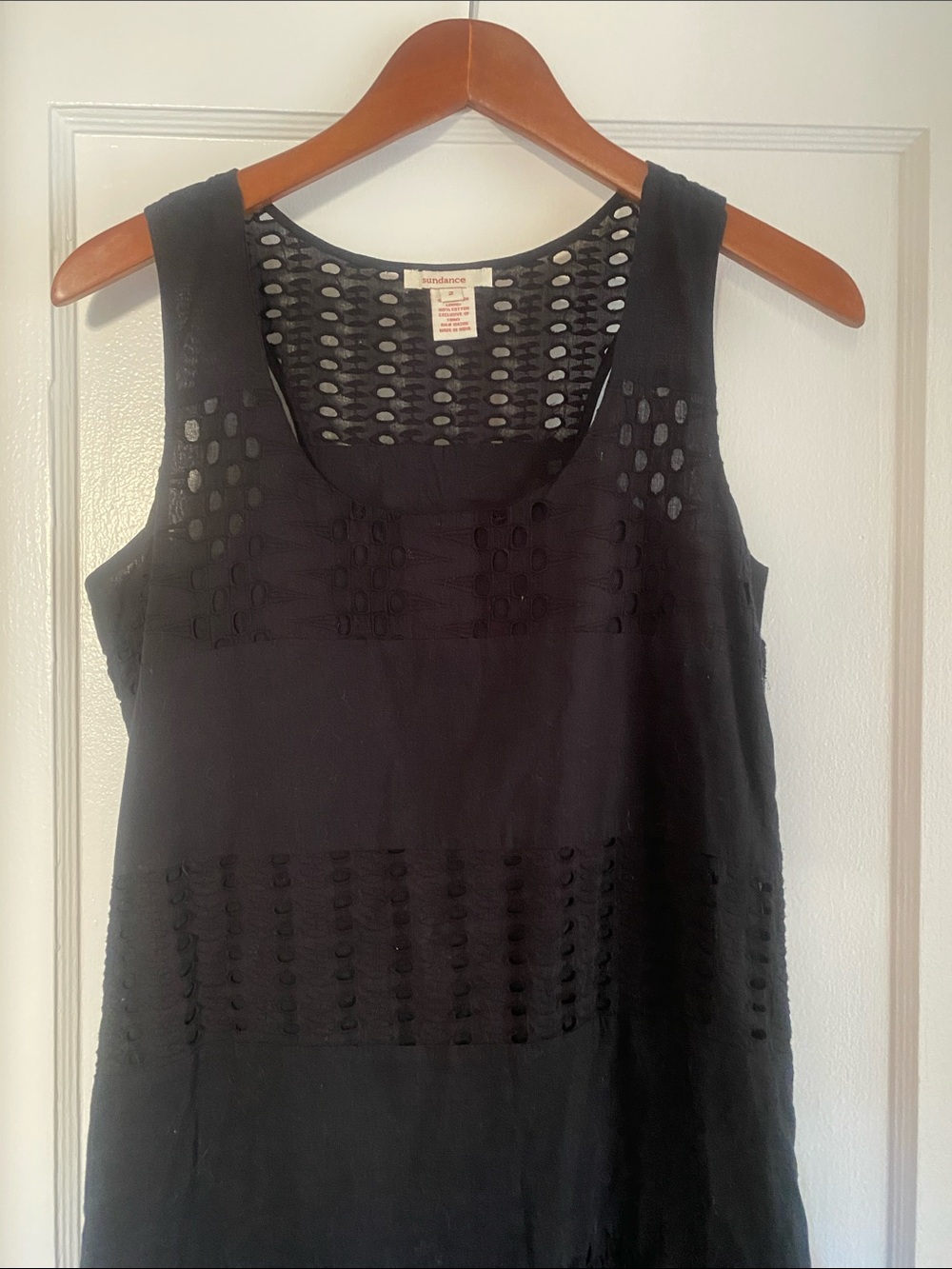 Sundance Black Eyelet Linen Tank Top dress size 2